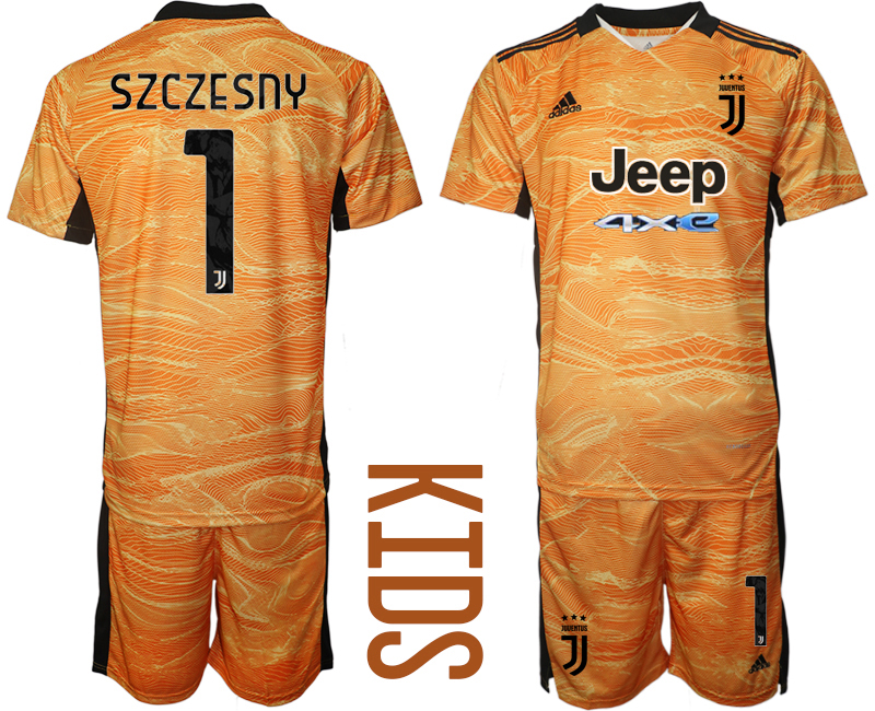 Cheap Youth 2021-2022 Club Juventus orange yellow goalkeeper 1 Soccer Jersey